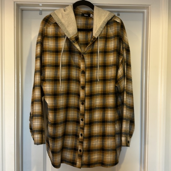 UO BDG Plaid Hoodie Size XL - Picture 6 of 10